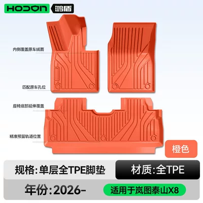 Car Interior Floor Mat Modification – Modelə uyğun ayaqaltı - lantu-taishan-x8-26-models-single-layer-floor-mat-orange-tpe-economical-and-ordinary-style