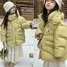 送挎包儿童白鸭绒连帽短款羽绒服跨境童装冬款中大男女童外套加厚