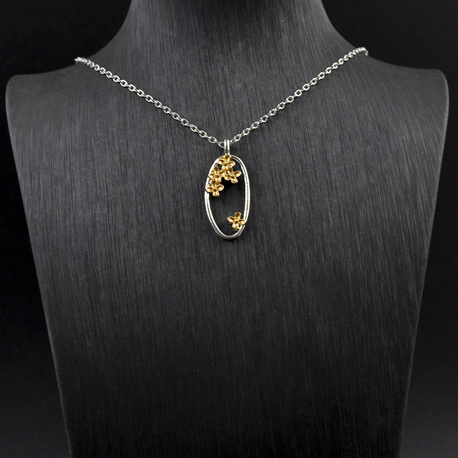 Collana con pendente a fiore ovale cavo, artistica, fresca, classica ed elegante, minimalista, compatta e squisita._voghion.com
