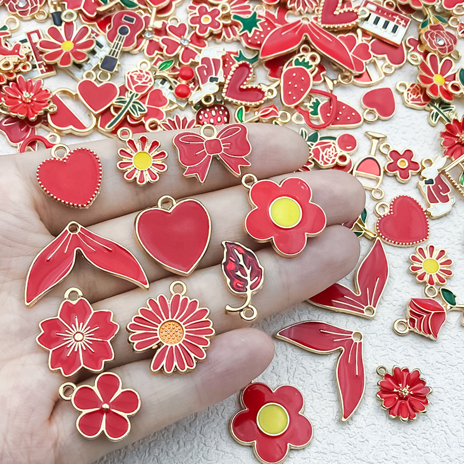 Cross-border exclusive supply of 20/50/100 nine-color oil-dripping alloy jewelry accessories, DIY bracelets, necklaces, pendants and pendants pic 19