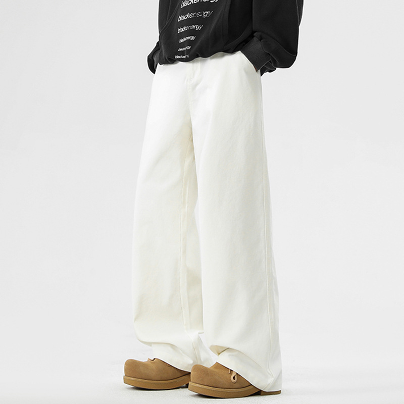 American Basic Diagonal Cut Versatile Casual Pants for Men in Spring & Fall, Slim and Tall, Loose and Drapedy Straight Workwear, Slightly Flared Trousers