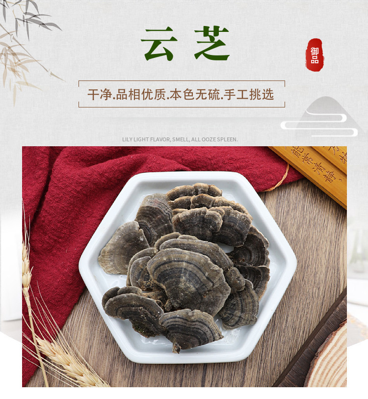 Dried Yun Zhi Coriolus Mushroom 500g Natural Sun Dried Herbal Fungus for Decoction and Tea overview