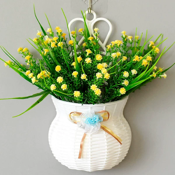 Green yellow full of starry flower basket
