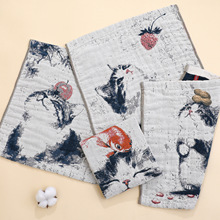 提花棉大方巾  ，卡通图案，多层纱布毛巾，