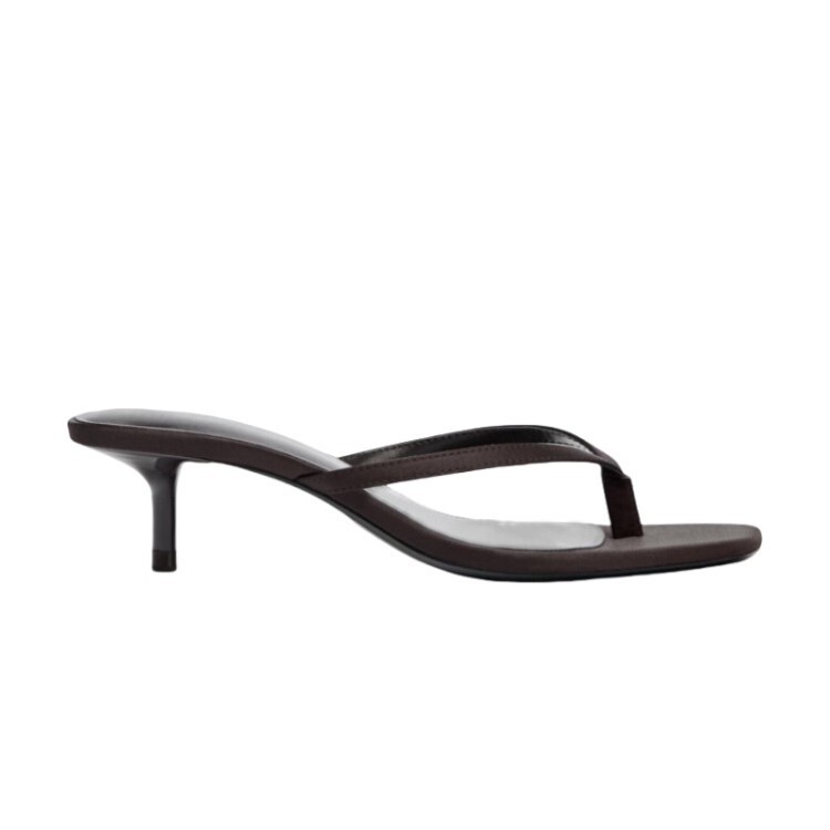 Cross-border plus-size foreign trade summer flip-flops for women, toe-post sandals for outdoor wear, kitten heel high-heeled shoes, herringbone sandals