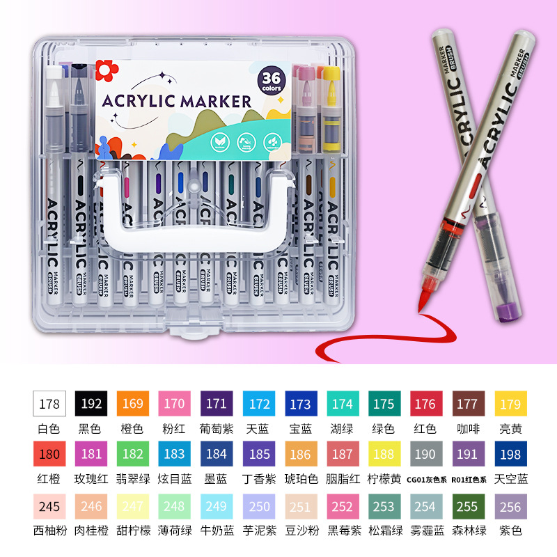 Líquido directo tipo blando acrílico marcador conjunto impermeable impermeable DIY graffiti dibujo de estudiantes pincel de relleno de color