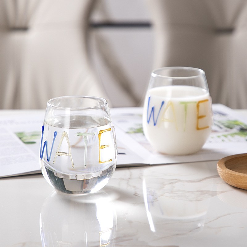 Hecho a mano colorido carta de vidrio resistente al calor embalaje regalo de cumpleaños taza de agua taza de jugo de gran capacidad