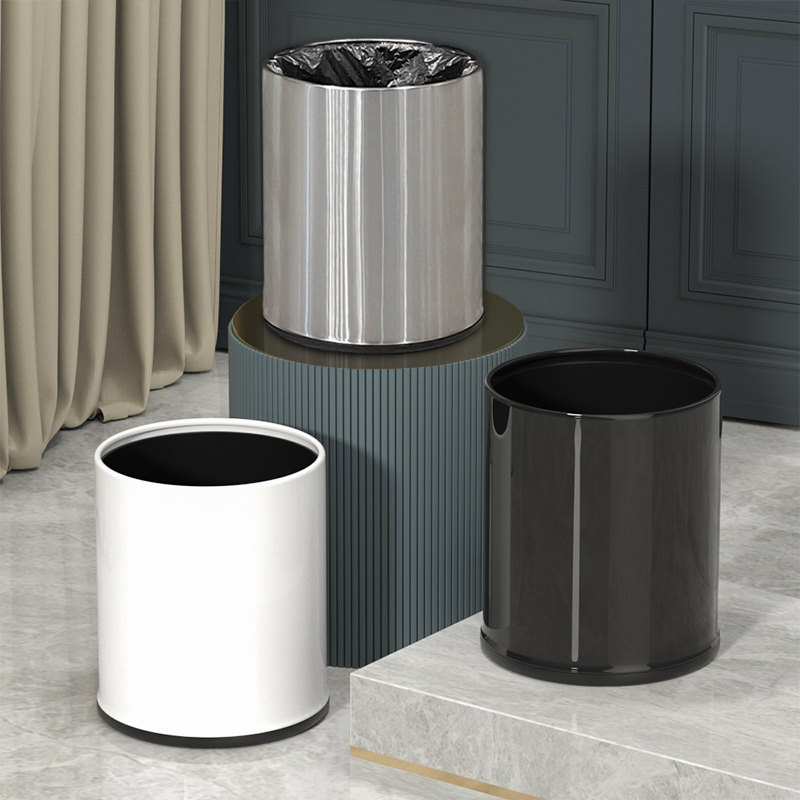 Double-Layer Trash Can for Home Use in Living Room, Creative Modern Minimalist Design, Lidless Stainless Steel, Suitable for Kitchen, Bathroom, Toilet, Hotel
