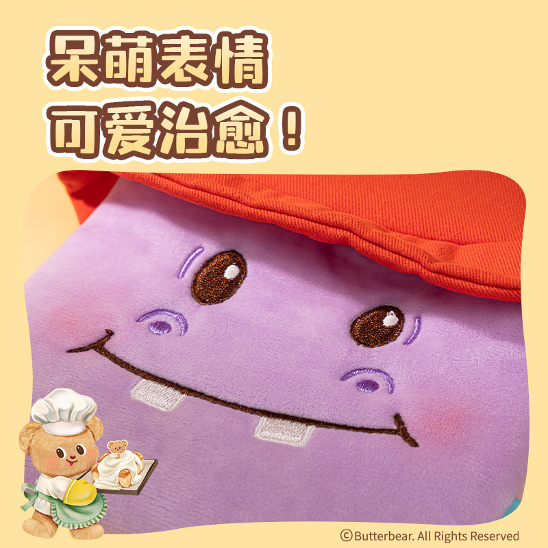 Deliky mantequilla Bear monedero de cambio auténtico púrpura hipopótamo mujer bolsa de almacenamiento de lápiz labial lindo botón