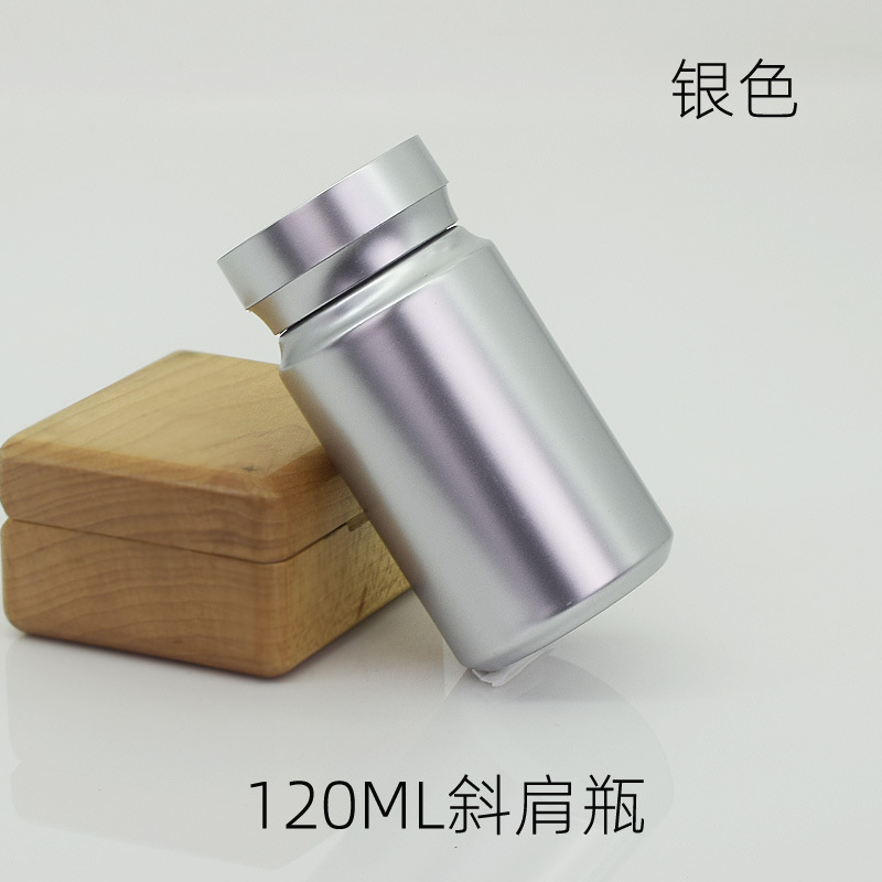 120ML silver oblique shoulder PET bottle silver oblique shoulder cap