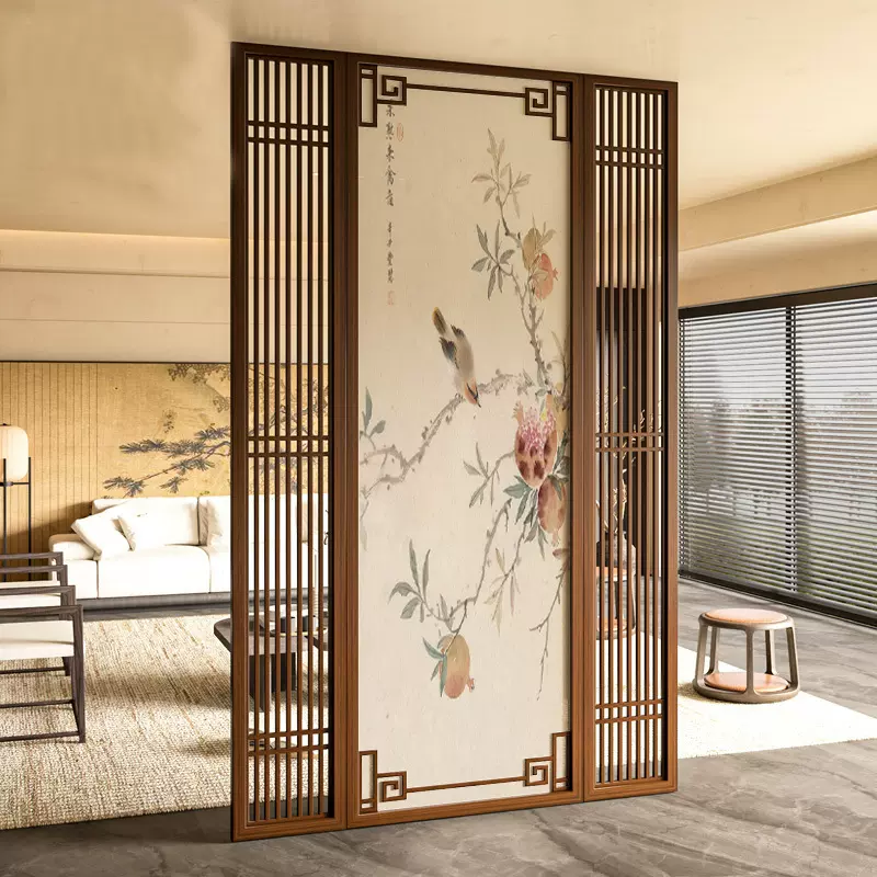 宋代美学纯实木屏风隔断客厅卧室遮挡办公室茶室别墅入户玄关格栅