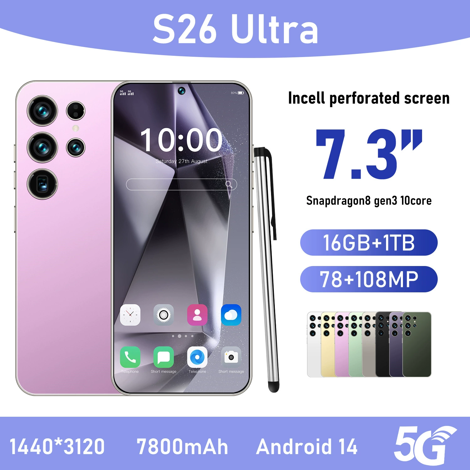 Смартфон S26 Ultra глобальная версия, Android 13, 16+1T, завод-производитель