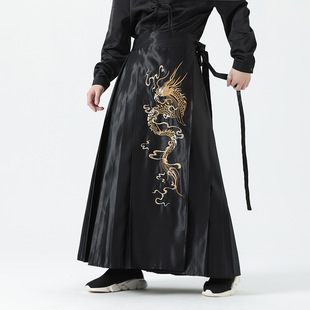2025 Cross-Border New Chinese Style Men's and Women's Horse-Faced Skirts New Chinese Style Dragon Embroidery Loose Large Size National Trend Hanfu