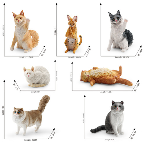 Cross-border simulation cat animal model children's cognition plush cat short-haired cat Maine Coon cat pet cat ornament