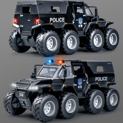 男の子のおもちゃの警察の車の1:32は8輪の免震のオフロード車の5つのドアの音光の合金の車の模型のシミュレーションをシミュレーションします。