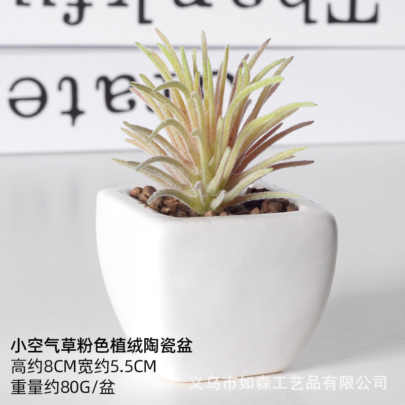 Simulación de cerámica bonsai de carne doméstica decoración de escritorio de oficina plantación verde maceta props de disparo maceta combinada artificial image 50