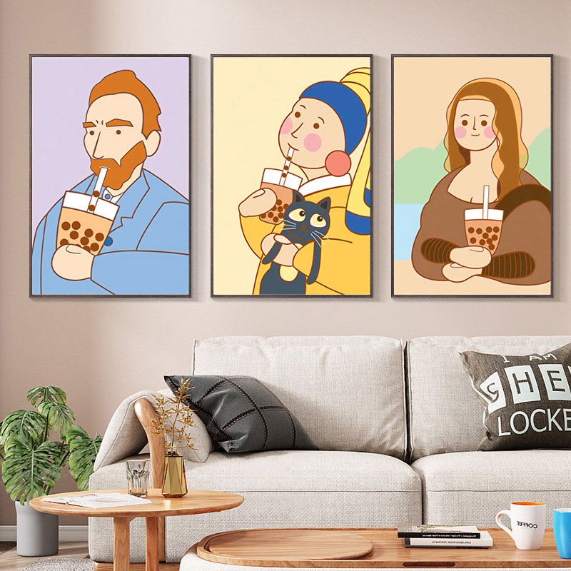 Milk Tea Shop Wall Decoration Painting Beverage Shop Dessert Shop Sugar Water Shop Background Painting Style Fruit Shop Single Hanging Painting