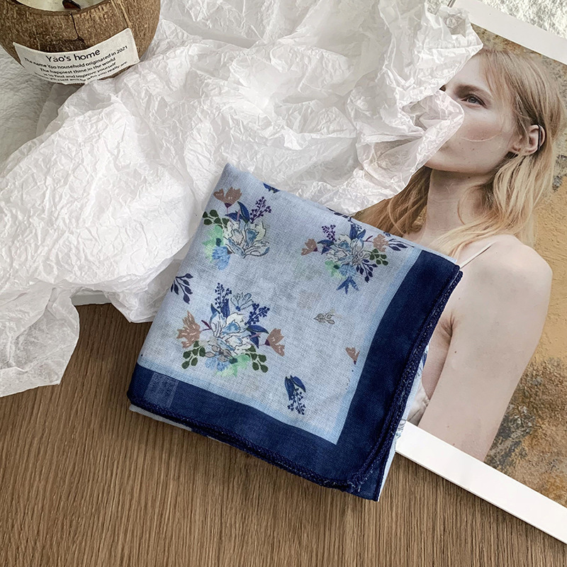 Pañuelo de seda de algodón y lino, bufanda cuadrada, sensación premium, nueva bufanda decorativa de todo fósforo de verano, pañuelo en la cabeza delgado, cinta para el cabello, cinta para el cabello