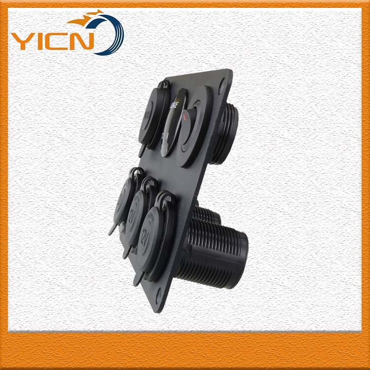 Car and Ship Modification: Six-Hole Panel Dual USB Charger + Voltage Meter + *3 Power Tap Socket + Switch