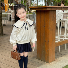 YOJIA Children's Clothing 2024 Spring Collection New Girl's Sweatshirt Set, New Children's College Style Set Dress