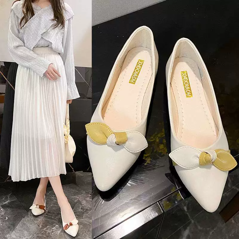 Женские туфли на плоской подошве с острым носком, новинка 2025 года, туфли из мягкой кожи с неглубоким носком, нескользящая женская обувь на мягкой подошве, женская обувь, танцевальная обувь