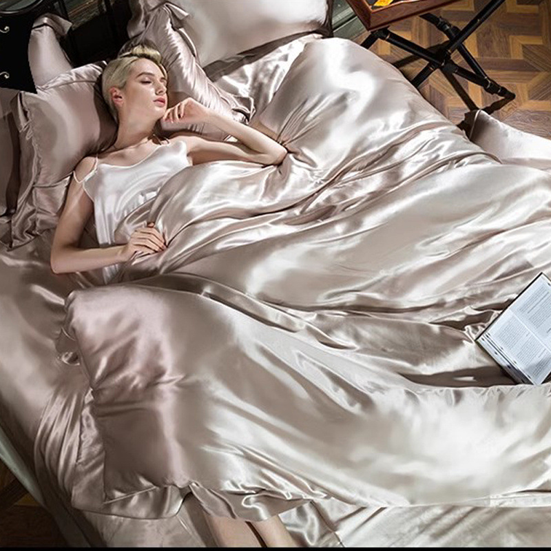 推荐重磅意大利出口蚕丝真丝四件套丝绸被套夏天丝滑床单床笠冰丝