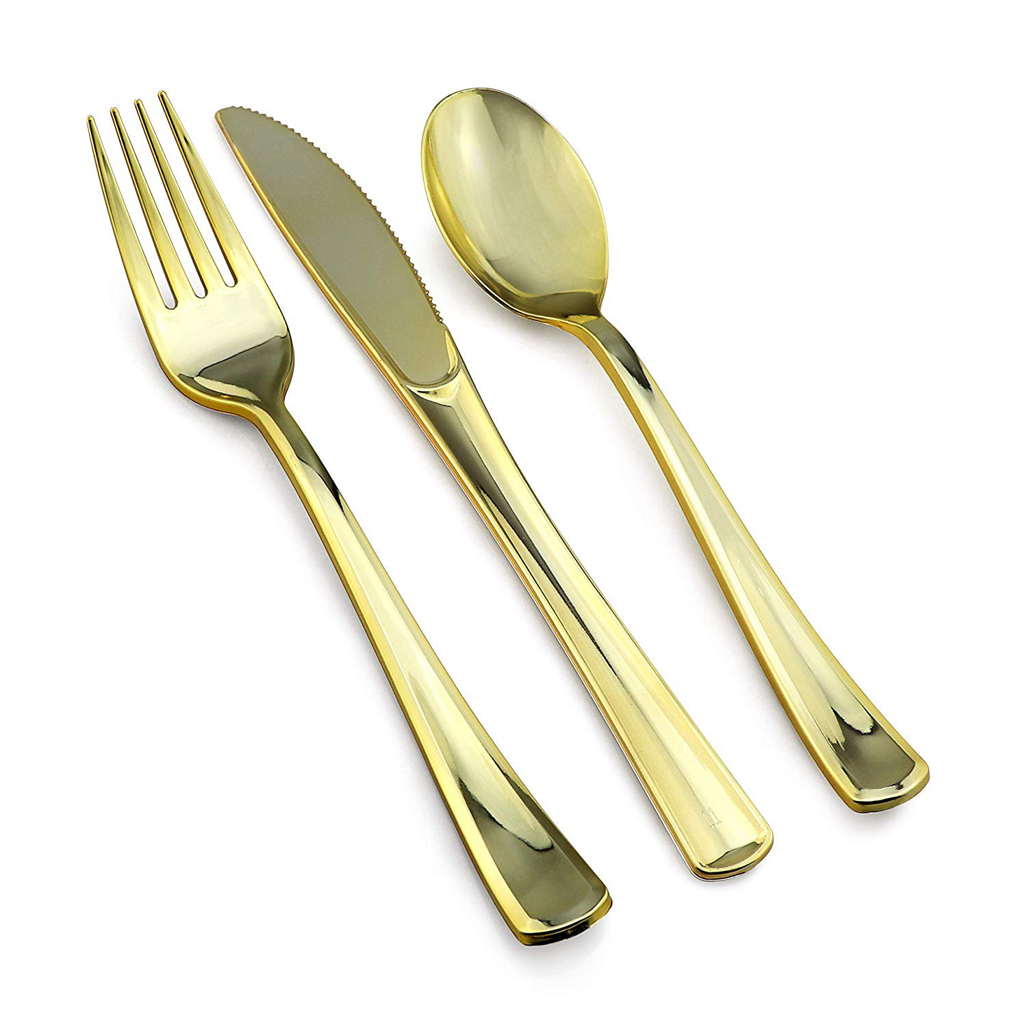 Cuchillo plástico, tenedor y cuchara para el restaurante occidental Cuchillo plástico plateado oro disponible, tenedor y cuchara