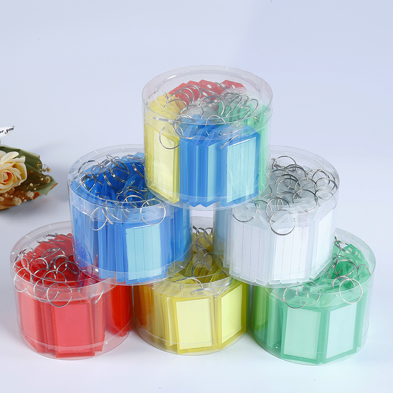 厂家批发翻盖透明塑料钥匙牌 桶装分类钥匙扣 双面筒装宾馆号码牌