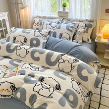 冬季加厚牛奶绒被套单件双面加绒保暖法莱绒珊瑚绒床上用品防静电