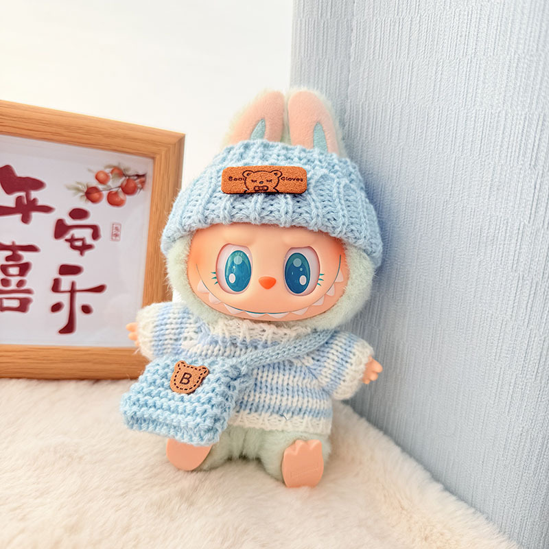 Solo ropa] Llavero de primera y segunda generación Labubu colgante de ropa Rabubu ropa de bebé suéter de punto traje de sombrero