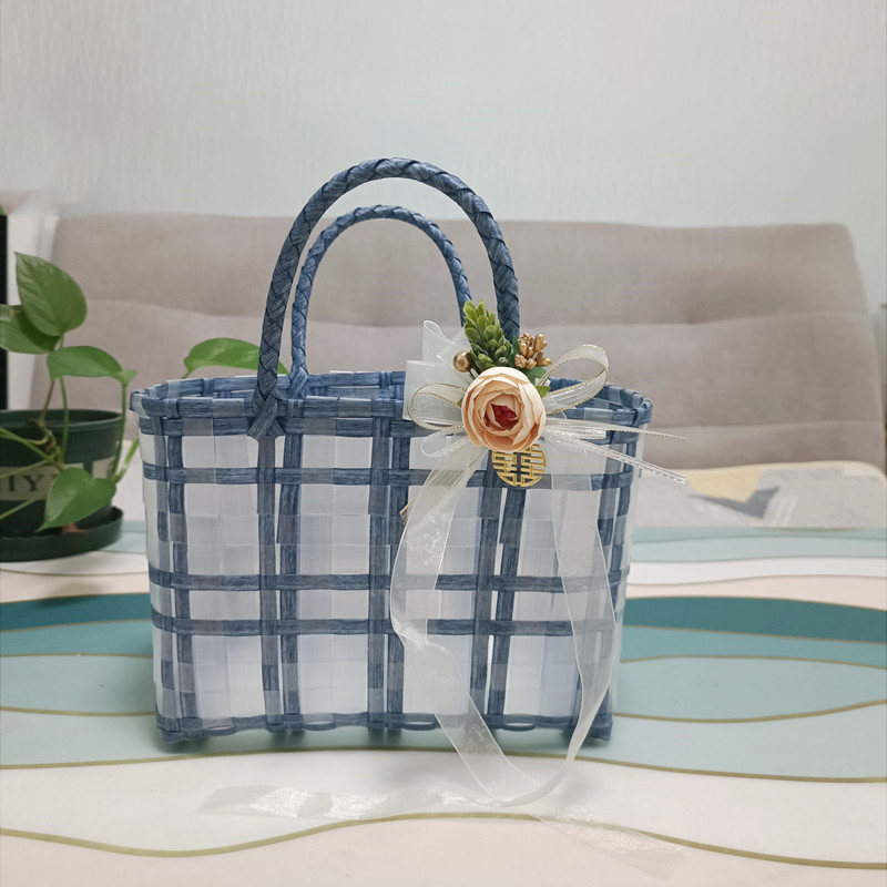 756g Weight Open Closure Type Double Handle Strap Type Handbag Bags Type Holiday, Travel Occasion PVC Material Plaid Pattern All Seasons Season Women's Gender Cute, Vacation Style Square Shape Large Size Women's Cute Vacation Plaid PVC Shopping Bags 29