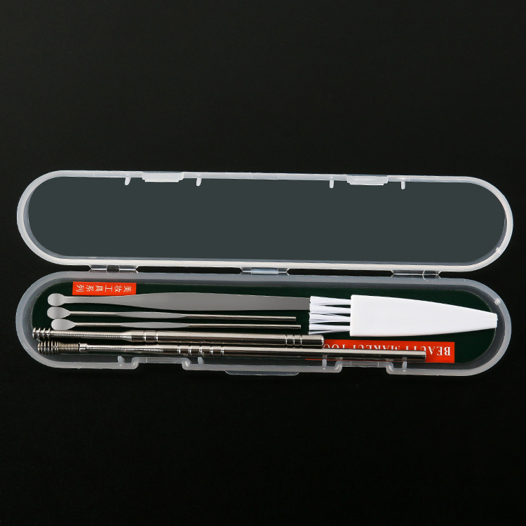 6-piece set of ear scoops, ear picking tools, portable spiral spring ear cleaning ear scoop set