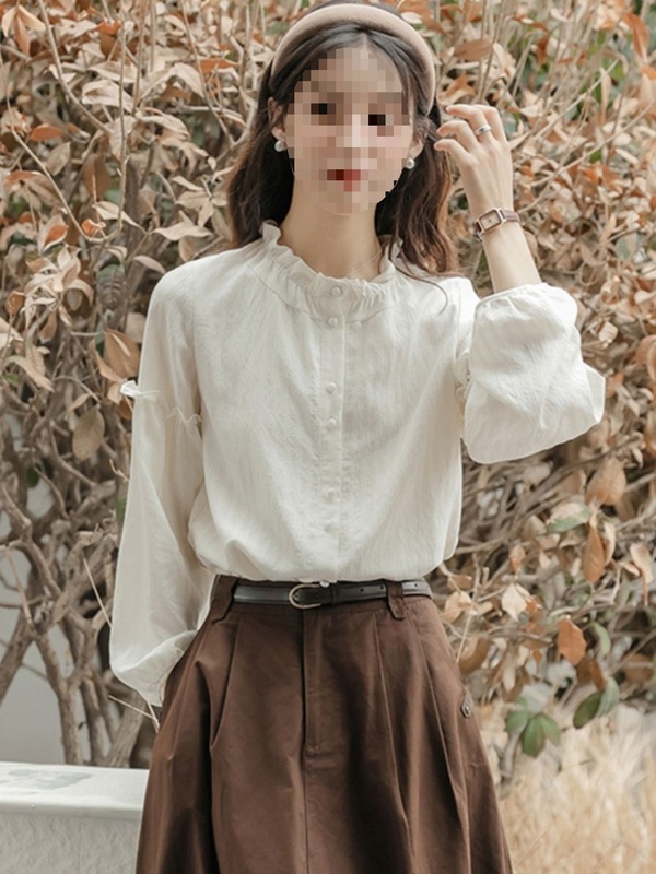 立领衬衫女早秋盐系穿搭2025年新款内搭打底衫法式长袖上衣|undefined