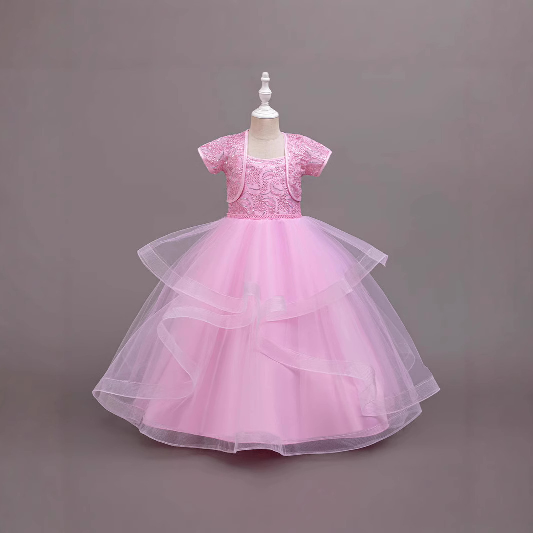 Vestido infantil vestido de princesa vestido de novia de niña vestido de cabina vestido de cumpleaños vestido de espectáculo de dos piezas 635