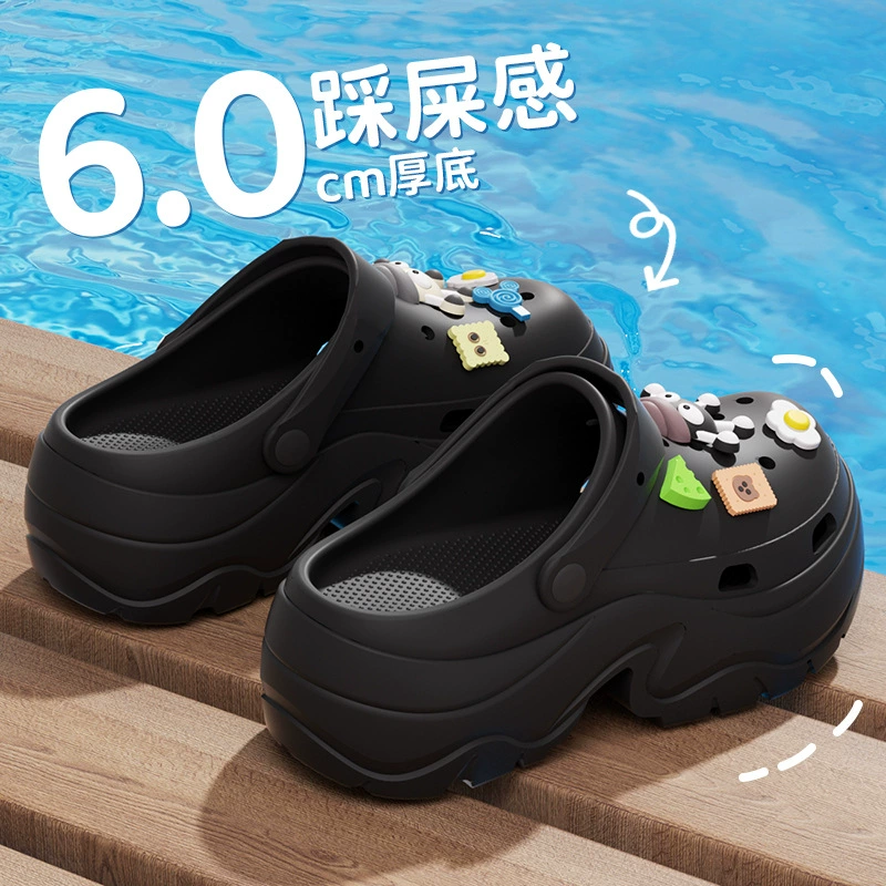 Летние женские сабо 8,0 см, тапочки на толстой подошве, уличные сандалии, универсальная повседневная пляжная обувь.