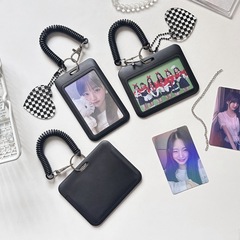 Simple card cover black student school card protective cover celebrity idol three-inch poker display backpack small pendant