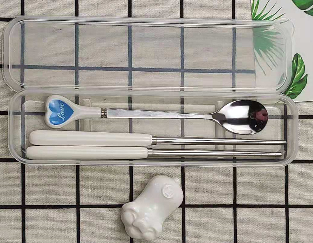 블루 하트 숟가락 젓가락 세트