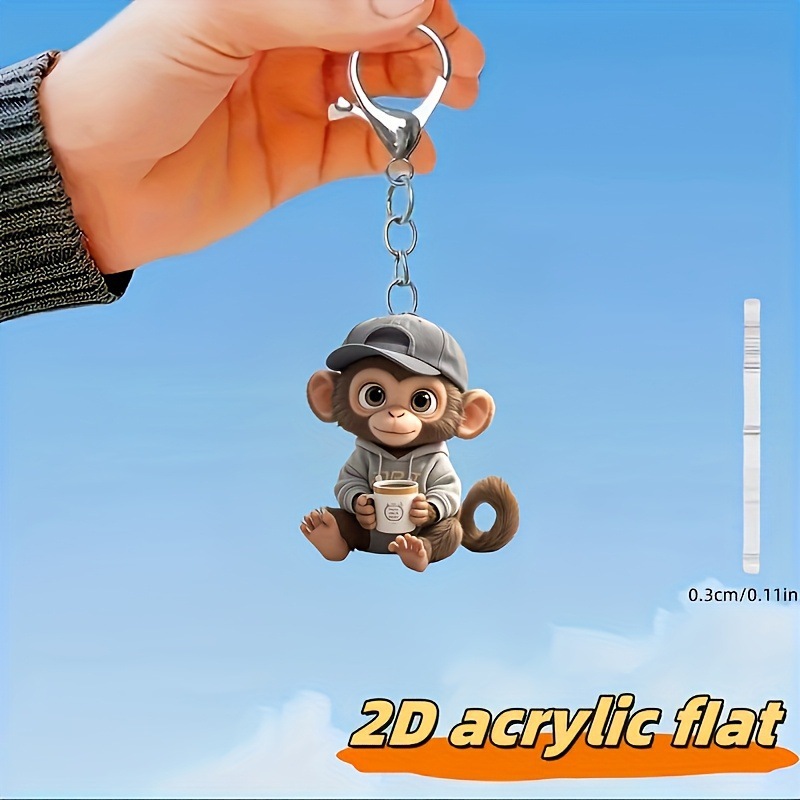2D Flat Acrylic Protect Punch The Monkey Orangutan Pendant