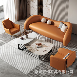 Light Luxury Leather Sofa Designer Double Sofa Chair Office Hotel Reception Small Sofa Internet Popular Home Fabric Sofa