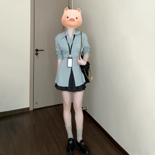 French-style temperament design sense waist-cinch dress women's autumn 2024 new fisherman-style date blouse