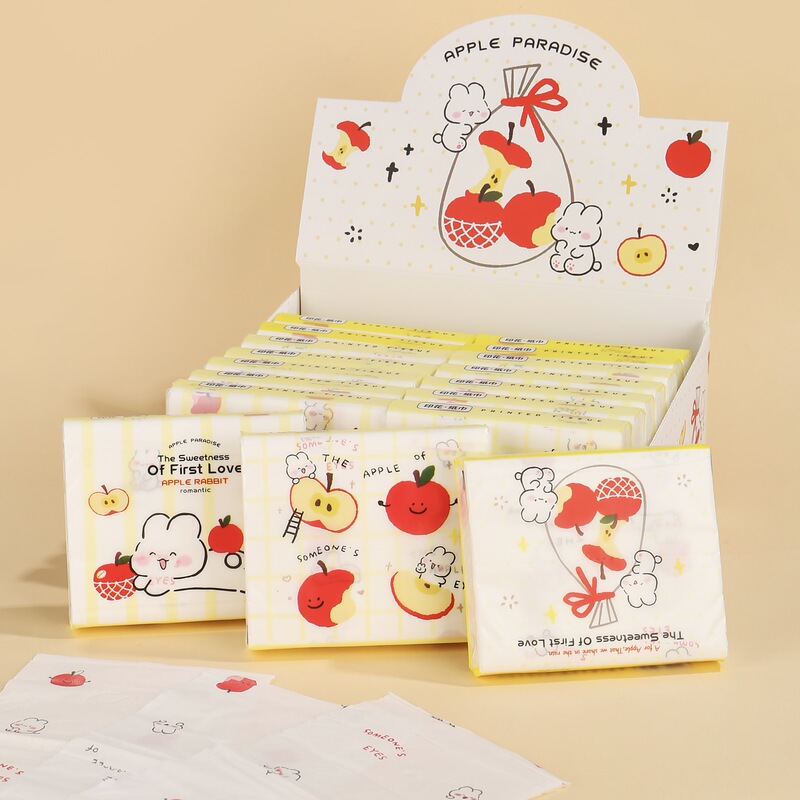 Peaceful Rabbit Printed Cartoon Cute Mini Portable Napkins for Students Going to School Small Pack Portable Facial Tissues