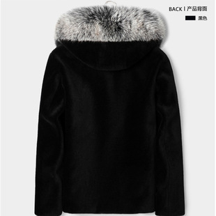 Imitation Fur Coat Short Men's Imitation Fox Fur Collar Hooded Imitation Sheep Shearings Fur Coat Fashionable Casual Warm