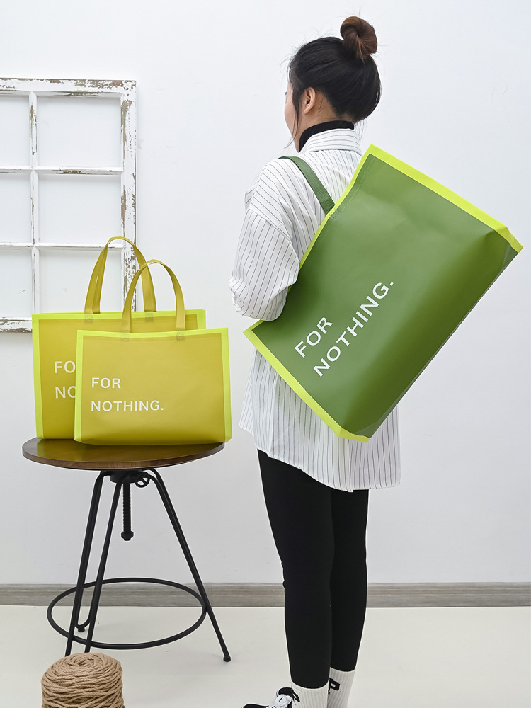 服装店手提袋无纺布覆膜LOGO鞋盒礼品包装批发童女装衣服袋子