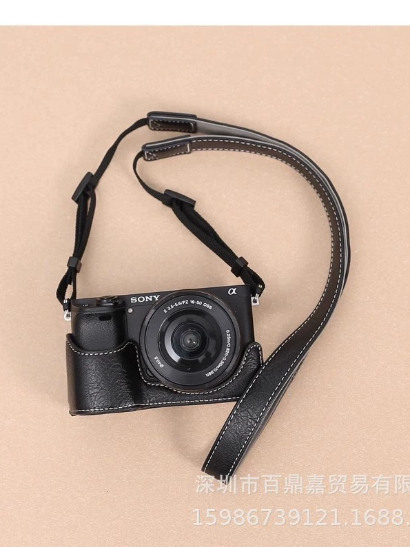 Чехол для камеры, подходит для Sony a6400 a6300 a6100 a6000, защитный кожаный корпус-полукейс с основанием
