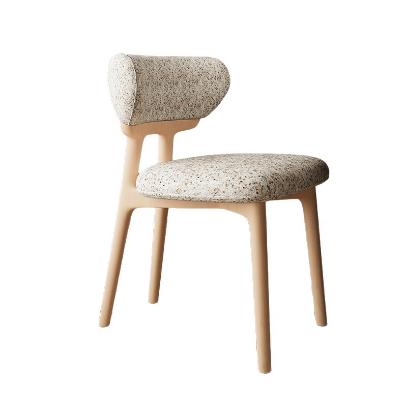 Silla de comedor de madera maciza nórdica, restaurante doméstico, silla trasera de cuero de microfibra, tela de lino y algodón, mesa y silla de comedor de hotel de alta gama