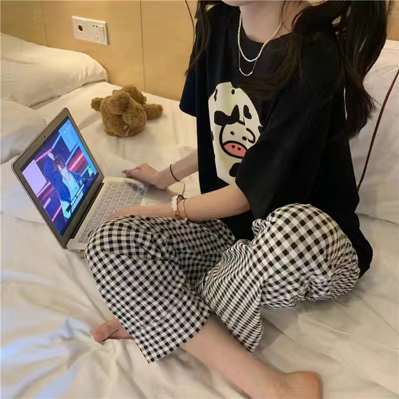 Pijamas de dibujos animados para mujer primavera y verano celebridades de Internet estilo caliente pantalones de manga corta 2025 nuevo traje casual de dos piezas de servicio a domicilio image 36