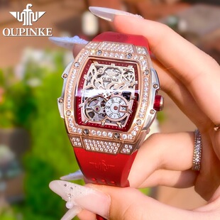 Oupike Oupinke Brand Watch Women's Waterproof Mechanical Watch Barrel-Shaped Rectangular Niche Women's Watch