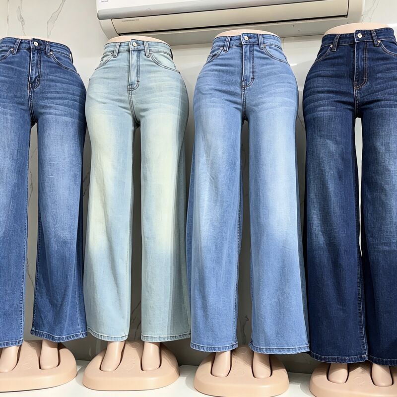 Boyfriend jeans in stock, washed denim women's wide-leg jeans wholesale, baggy jeans Boyfriend jeans in stock, washed denim women's wide-leg jeans wholesale, baggy jeans