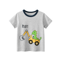27kids Korean Version Children's Short Sleeve T-shirt 2024 Summer New Arrival for Baby Boys Cross-border Supply