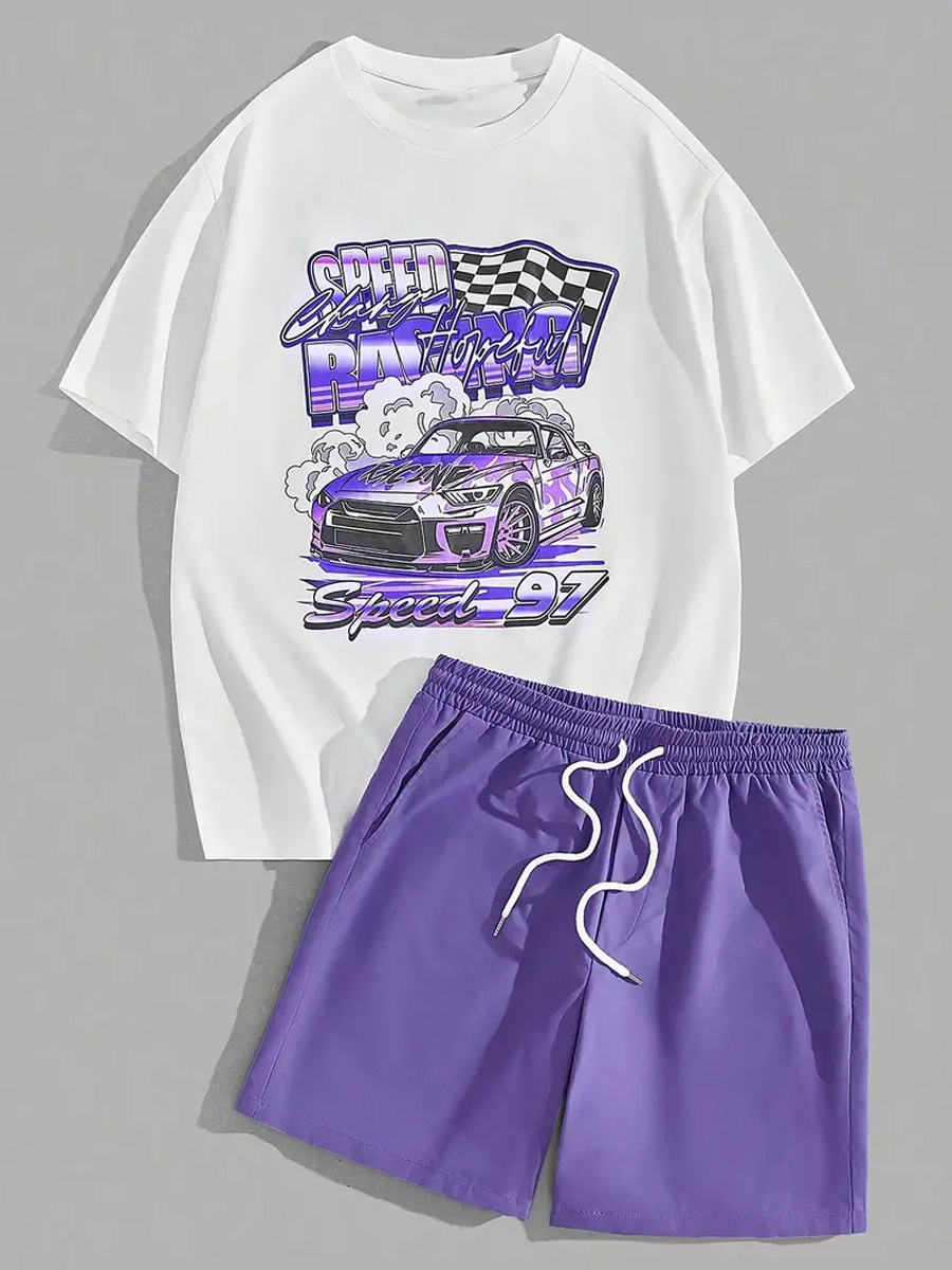 Verano hombre camiseta de mangas cortas pantalones cortos conjunto de impresión digital 3D hombre casual juego